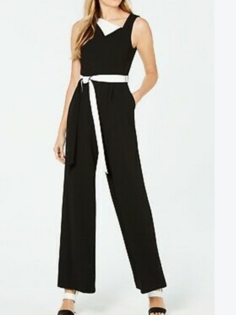 Calvin Klein black-and-white jumpsuit.